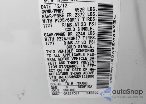 2013 Nissan Rogue Sv from USA, damaged, VIN JN8AS5MVXDW125600